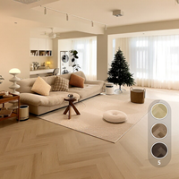 SPC Vinyl-Laminatboden Umweltfreundlich Verschleißfest Pflegeleicht Helle Eichenfarbe Quadratischer Klickverschluss Moderne Villa Grafikdesign