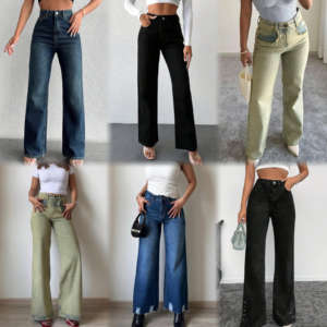 Jean décontracté pour <span class=keywords><strong>femme</strong></span> de haute qualité, coupe droite ample, taille haute, été 2026, en tissu denim, expédition aléatoire, vente en gros - Product Image 4