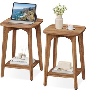 Mesa Auxiliar Multifuncional Moderna de Madera Maciza con 2 Niveles de Almacenamiento, Mesa Auxiliar Estrecha Plegable para Dormitorio y Sala de Estar - Product Image 2