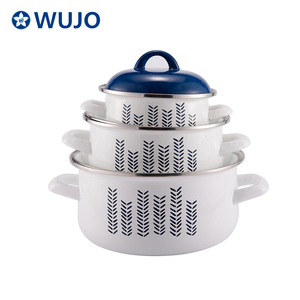 Ensemble de casseroles à soupe <span class=keywords><strong>en</strong></span> émail, nouveau Design, de couleur bleue, pour la maison, 3 pièces - Product Image 6