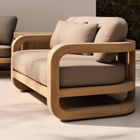 Sigma Design vente en gros d'usine d'ensemble de canapés de patio en teck massif couleur personnalisée meubles en bois d'hôtel canapé de jardin extérieur avec coussin