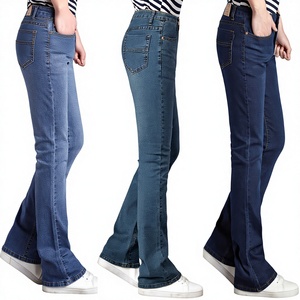 Jean en denim de haute qualité, taille mi-haute, coupe droite, jambe large, style mode, extensible, coupe ample, design personnalisé, vente en gros - Product Image 1