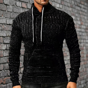 Men's Fall Winter Solid Collared Knit <b>Sweater</b>-Eco-friendly Loose Fit <b>Plus</b> <b>Size</b> Long Sleeve Pullover for Casual Outdoor Layering - Product Image 3
