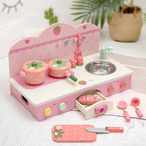 Cocina <span class=keywords><strong>de</strong></span> <span class=keywords><strong>Juguete</strong></span> Plegable <span class=keywords><strong>de</strong></span> Madera Rosa con Diseño <span class=keywords><strong>de</strong></span> Fresa <span class=keywords><strong>para</strong></span> <span class=keywords><strong>Niñas</strong></span> <span class=keywords><strong>de</strong></span> 4 a 6 Años, Juego <span class=keywords><strong>de</strong></span> Simulación <span class=keywords><strong>de</strong></span> Preparación <span class=keywords><strong>de</strong></span> Comidas Muwantu - Product Image 2