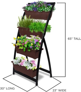 BSCI Manufactur4 Tiers Patio Balcón Vertical Jardín <span class=keywords><strong>elevado</strong></span> Cama elevada Maceta de amapola para verduras Flores Hierbas Planta Metal - Product Image 2