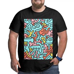 Camiseta de talla grande con imagen personalizada para hombre, estilo Streetwear, 100% algodón con estampado de licra, patrón de contraste de dibujos animados, método de serigrafía - Product Image 1