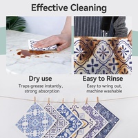 Chiffon de cuisine suédois absorbant biodégradable à motif personnalisé, en cellulose écologique, réutilisable, imprimé