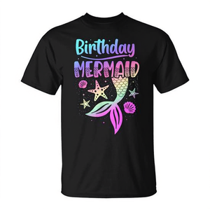 T-shirt sirène d'anniversaire pour filles et femmes, vêtements de fête - Product Image 2