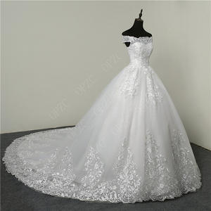 Luxury Floral Design <b>Long</b> <b>Wedding</b> <b>Dresses</b> for Women Factory Price New Estidos De Gown with Draped Lace Appliques Decorations - Product Image 4