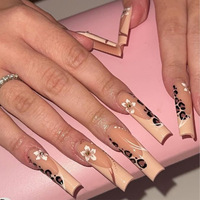Ongles press-on rose corail ombré, faux ongles brillants dégradés, capsules d'ongles acryliques à coller pour femmes
