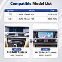 CodeLynk Pantalla Multimedia de 1920*720 para BMW Serie 7 F01 2009-2015 NBT CIC, Carplay Inalámbrico 4 en 1, Pantalla Táctil