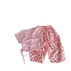 <span class=keywords><strong>Abbigliamento</strong></span> per Bambine, Set Estivo Nuovo Stile 2025, Pantaloncini Anti-zanzare con Maniche a Volant, Cotone Tinta Unita con Cartoni Animati alla Moda - Product Image 5