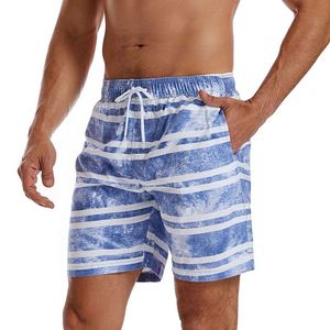 Shorts de plage pour hommes à séchage rapide, imprimés rayés personnalisés, maillots de bain de créateur, grandes tailles, shorts décontractés - Product Image 1