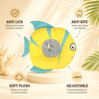 Collier de récupération en peluche douce pour chats et petits chiens, motif poisson tropical de dessin animé mignon, anti-léchage et anti-morsure, avec cordon de serrage réglable