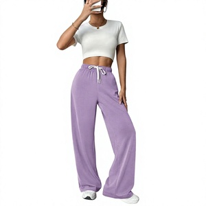 Pantalon de survêtement ample taille haute pour femme, coupe décontractée, jogging décontracté, pantalon de survêtement en molleton à jambe large pour femme, vente en gros d'usine - Product Image 3