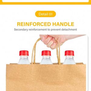Custom <b>Biodegradable</b> Customized Logo Screen Printed 130gsm Kraft <b>Paper</b> Bag Twisted Handles Classic Style Hold 10kg Food Bag - Product Image 4