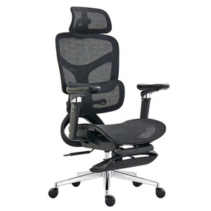 Chaise de bureau ergonomique en maille 5D avec accoudoirs, roulettes, dossier inclinable et réglable, et repose-pieds - Product Image 1