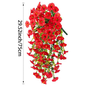 Vignes artificielles d'eucalyptus et de glycine H357, à suspendre au mur, fleurs en forme de trompette, décoration extérieure pour la maison, protection solaire - Product Image 3