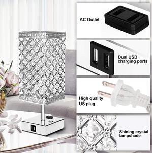 Luxury Crystal <b>Bedside</b> Table <b>Lamp</b> <b>with</b> 2 <b>USB</b> Ports Brass Base LED Eco-Friendly Modern Design for Living Room Home Decor - Product Image 6