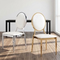 Chaise de salle à manger d'hôtel de luxe empilable et portable en métal, à dossier rond, écologique, imperméable, pour extérieur, villa, salle à manger, hôtel, banquet