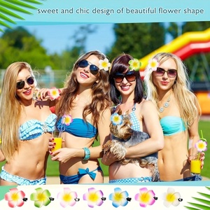 Fermagli per <span class=keywords><strong>capelli</strong></span> con fiori di Plumeria hawaiana sfumati, in schiuma, a forma di Frangipani, all'ingrosso, per feste tropicali, Luau, accessori Mermaidcore - Product Image 6