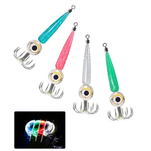 WeiHe-anzuelo de calamar con luz LED, señuelo luminoso para pesca nocturna, 5 colores, 2 #