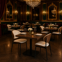 Tables et chaises de salle à manger en bois pour restaurant, pieds en métal, revêtement en cuir facile à nettoyer, personnalisables, fabriquées en Chine