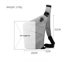 Moda <span class=keywords><strong>Slim</strong></span> Impermeável <span class=keywords><strong>Anti</strong></span> roubo Peito Bolsa De Ombro Homens Cruz corpo Ombro Sling saco Logotipo Personalizado - Product Image 4