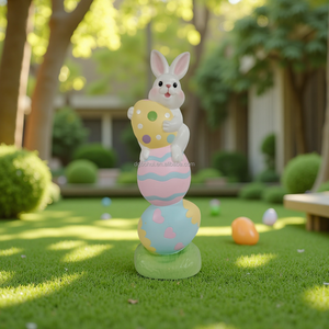 Stacked <b>Easter</b> Egg Rabbits Holding Egg Ornaments As <b>Easter</b> Decorations with LED - Product Image 4