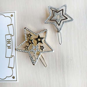 Nouvelle pince à cheveux droite en alliage or et argent, incrustée de diamants, motif étoile à cinq branches, édition limitée Noël, lot de deux, idéale comme cadeau - Product Image 3