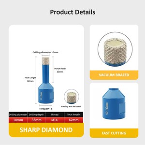 Forets <span class=keywords><strong>diamant</strong></span>és industriels ARIX 10 <span class=keywords><strong>mm</strong></span> haute performance certifiés MPA, outils de perçage brasés sous vide pour meuleuse d'angle - Product Image 2