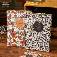 Carnet d'étudiant A5 à couverture rigide, motif floral frais, épaissi, doré, carnet de croquis vierge, bloc-notes de brouillon