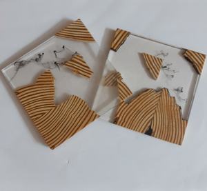 Posavasos de madera de pino, resina epoxi, decoración del hogar, flor de imitación antigua, decoración europea para el hogar, CI211 pulido 34648 - Product Image 1