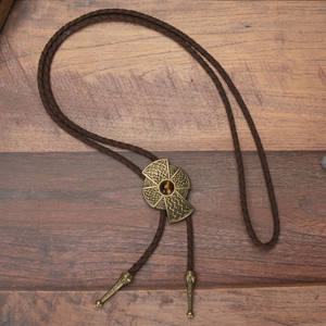 Nuevo Diseño de Corbata Bolo Estilo <span class=keywords><strong>Vaquero</strong></span> Occidental, Cordón de Cuero Trenzado Hecho a Mano con Colgante Metálico de Moda para Combinar con Camisas de Hombre - Product Image 5