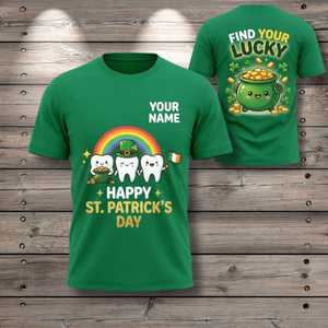 T-shirt personnalisé pour la Saint-Patrick, motif dents joyeuses, cadeau pour dentiste et hygiéniste - Product Image 1