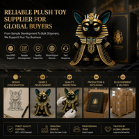WEIMEI Peluche personnalisée Anubis style Égypte ancienne, tissu en peluche doux de qualité supérieure, broderie dorée complexe, logo personnalisé