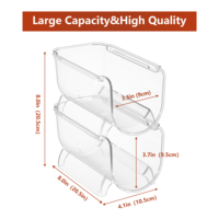 Organisateur de réfrigérateur empilable rectangulaire en PET, bac de rangement pour vin moulé par injection, support de bouteilles écologique pour cuisine et réfrigérateur