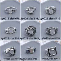 Europäischer Retro-Ring mit Antik-Silber-Kupfer-Beschichtung, Offener Ring mit Eingelegtem Bernstein, DIY-Ringrohling Großhandel