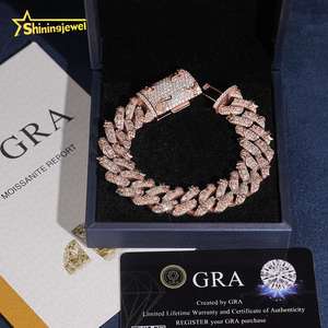 <span class=keywords><strong>Bracelet</strong></span> cubain en argent 925 plaqué or rose, serti de moissanite VVS de 16 mm, bijoux de <span class=keywords><strong>luxe</strong></span>, <span class=keywords><strong>bracelet</strong></span> hip-hop personnalisé pour hommes - Product Image 5
