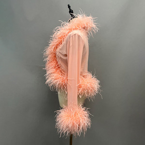 Trendy Fashion Spring <strong>Tops</strong> Girls Party <strong>Tops</strong> Custom Make Women Ostrich <strong>Feather</strong> <strong>Top</strong> - Product Image 2