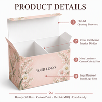 Boîte en carton blanc avec insert séparateur, couvercle rabattable, recyclable, impression couleur, pour emballage de coffret cadeau beauté