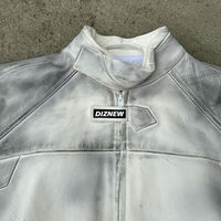 Veste en cuir de vache personnalisée pour homme DIZNEW Fashion, col montant, veste de motard unie pour homme
