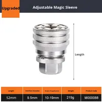 Adaptateur de clé à douille hexagonale réglable 6 points de qualité industrielle FLX, finition satinée, poignée droite, embout 3/4, 10-19 mm, OEM