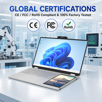 Laptop Layar Ganda Murah 15.6 Inci 7 Inci Layar Sentuh Laptop Intel N100 Layar IPS Windows 10 11 PC Dapat Disesuaikan Sesuai Permintaan