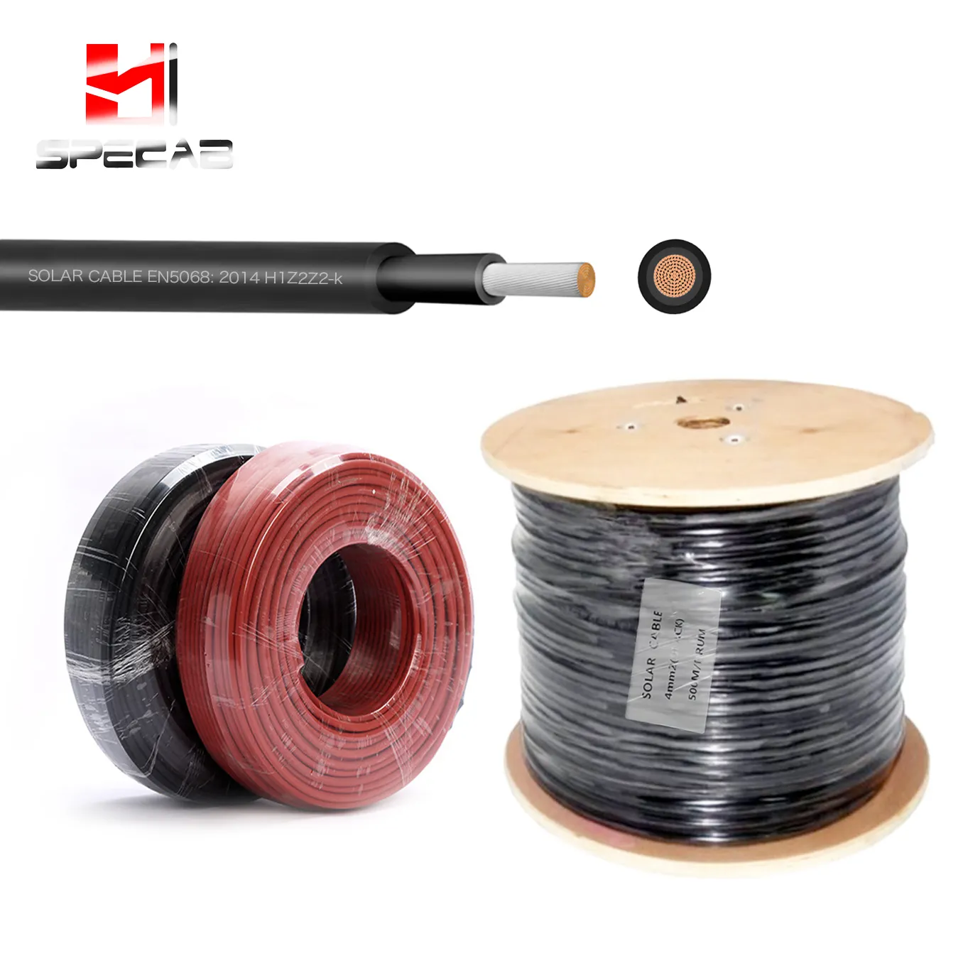 single core 6mm2 H1Z2Z2-k DC solar cable flexible UV resistant e-beam curing XLPE double insulated TUV certificated