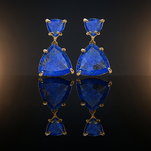 Nouvelles boucles d'oreilles pendantes en forme de triongule en laiton et zircon plaqué or 24 carats - Product Image 2
