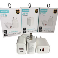 Adaptateur secteur USB C + USB A 25W, prix d'usine, chargeur mural PD 25W, double port, prise EU US, chargeur rapide pour iPhone Samsung