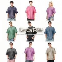 Kaos Rajut Pria Grosir 2026 Gaya Jalanan Desain Polos 270G Katun Murni Dicuci Bernapas Ukuran Besar Lengan Pendek