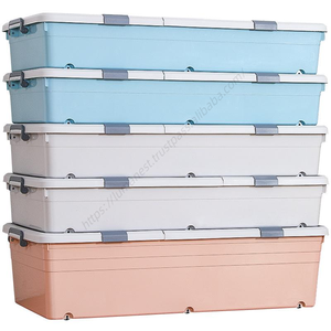 Boîte de rangement sous lit CL192 en gros avec roulettes, type tiroir, organisateur de sous-lit plat en plastique pour la maison - Product Image 1