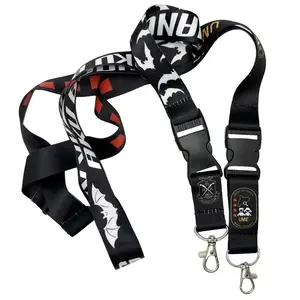 Benutzer definierte Logo Dye Sublimation Polyester Schlüssel bund Lanyard Großhandel Hals Lanyard Strap Seiden druck Lanyard